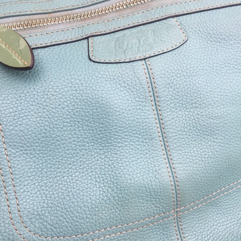 RARE Teal "Penelope" Pebbled Leather Tote - Picture 6 of 14